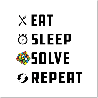 Rubik Cube - Eat Sleep Solve Repeat Posters and Art